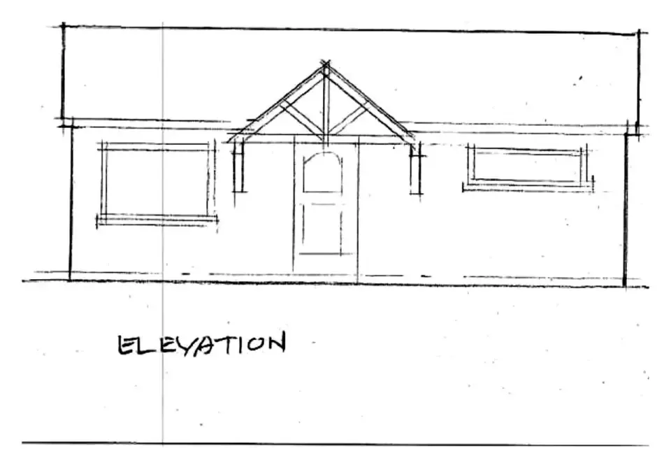 Hand-drawn elevation sketch of an ADU by John Kinstle